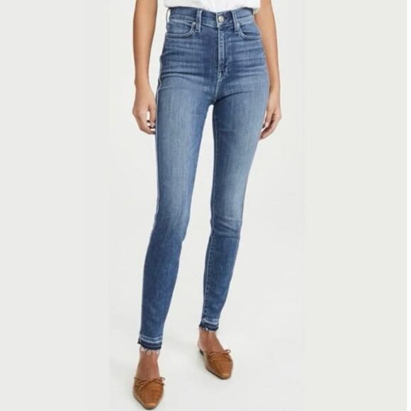 AYR The Riser Skinny High Rise Ankle Jeans Raw Hem Neon Jupiter Wash Size 27 - Picture 1 of 16